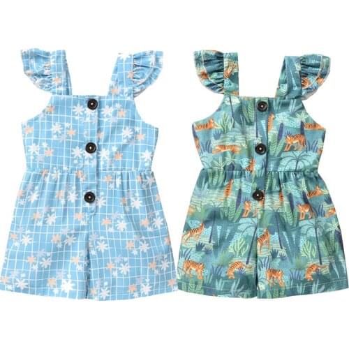 Kids Baby Girl INS Jumpsuit Floral Green Leaf Romper Bodysuit Sunsuit Summer Clothes Outfits 0-2Y