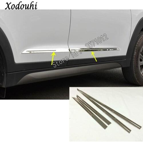 For Hyundai Tucson 2019 2020 car styling stainless steel Door Body trim stick Strip Molding Stream lamp panel bumper 4pcs