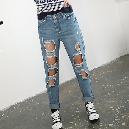 Denim Jeans Women New 2021 Vintage Skinny Ripped Jeans Hole Fashion Brand Slim Ladies Denim Pencil Pants Female Trousers
