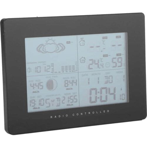 LCD Electronic Wireless Digital Temperature Humidity Meter Clock RF 433MHz Indoor Weather Station Clock WS5019