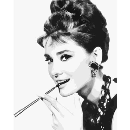 Painting By Numbers DIY Dropshipping 40x50 60x75cm Charming Hepburn Figure Canvas Wedding Decoration Art picture Gift