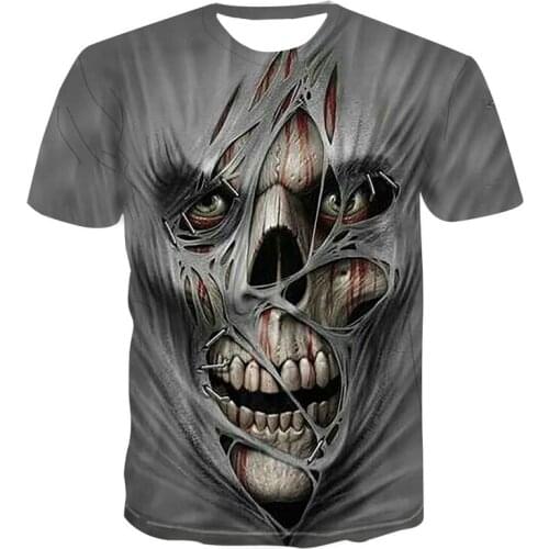Summer Latest Mens And Womens T-shirt Casual Round Neck Short-sleeved T-shirt Devil Skull 2021 Fashion Trend 3d Printing