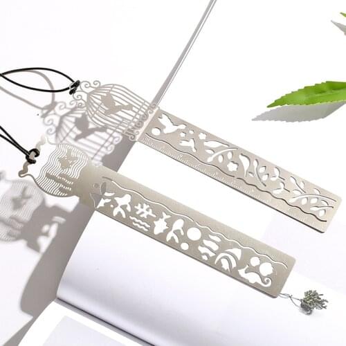 Metal Hollow Bookmark Straight Ruler Drawing Template Tool School Office Supply Art Kids Rewarding Gift
