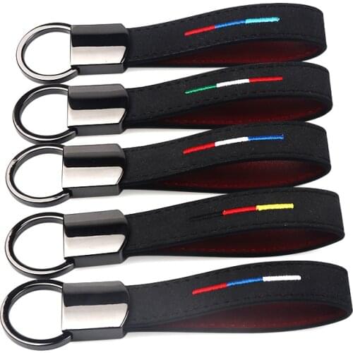 Fashion Metal leather France Germany Italy Russia National flag Keychain for BMW Peugeot Alfa Romeo Key Rings Chains Car styling