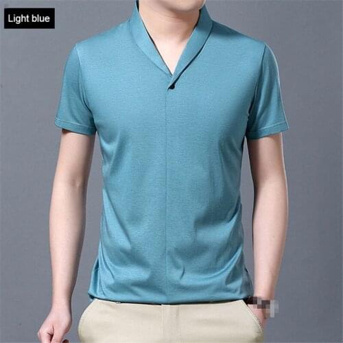 6 Colors Men Fitness T-shirts Men V-neck Man T-shirt for Men T-shirts Clothing Solid Fiber Men Top Fashion T-shirt