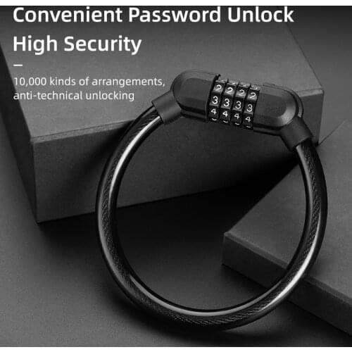 Outdoor Portable 4-digit Combination Bicycle Safety Lock Explosion Type Anti-theft Code Mountain Bike Equipment Is Ultra-light