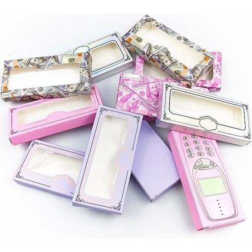 Wholesale 50/100Pcs Lash Boxes Packaging Empty Carton Paper Storage Box 25mm Long Eyelash Package Lashes Cases Bulk Without Tray