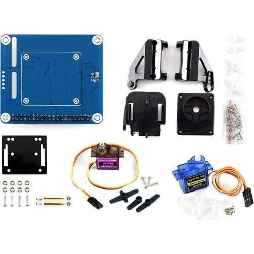 Waveshare 2-DOF Pan-Tilt HAT for Raspberry Pi Light Intensity Sensing I2C Interface PCA9685 PWM chip TSL2581 light sensor