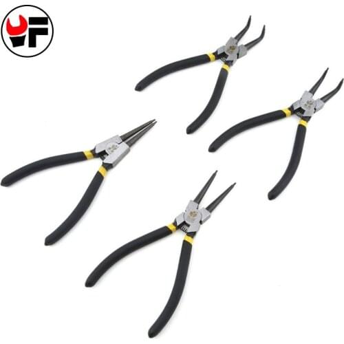 YOFE 4pcs/set 7 inch circlip pliers internal external curved straight tip circlip plier 4 in 1 snap ring plier mechanical tools