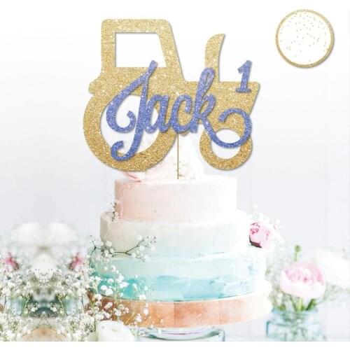 Custom Tractor topper Gold glitter cake topper personalised Tractor Farm Farmer any name age Party Decorations Dessert toothpick