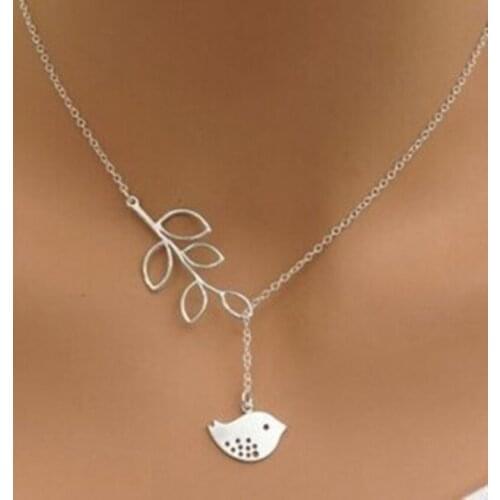 Popular Fashion Cross Alloy Leaf Bird Jewelry Pendant Necklace Leaf Pearl Water Drop Cross Necklace Ladies Jewelry Bijoux