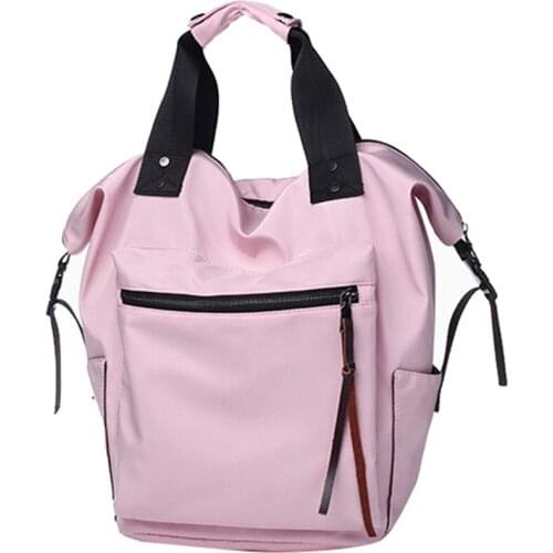 Casual Nylon Backpack Women Large Capacity School Bag Teenager Mochila Bolsa Solid Color Girls Travel Bags Students 2021 Summer