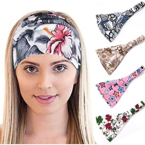 Women Girl Flower Print Fashion Headband Elastic Head Wrap Turban Bandana Hairband Head Band Hair Accessories