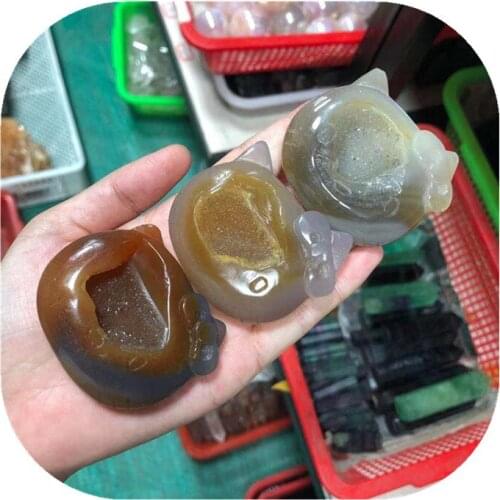 Natural Agate Geode Pretty Cat Crystal Healing Gemstone For Sale