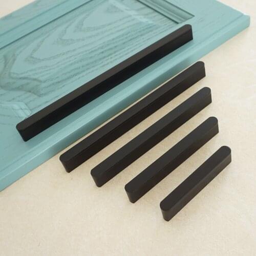 2.5" 3.75" 5" 6.3" 7.55" Drawer Handles Black Door Pull Handle Zinc Alloy Kitchen Cabinet Handles Closet Handle64 96 128 160 192