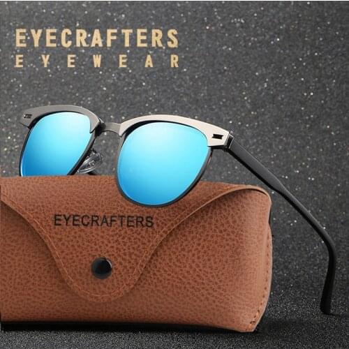 EYECRAFTERS 2020 Men Glasses Retro Polarized Sunglasses Vintage Alloy Fashion Driving UV400 Mirrored Sunglasses Eyewear UV400