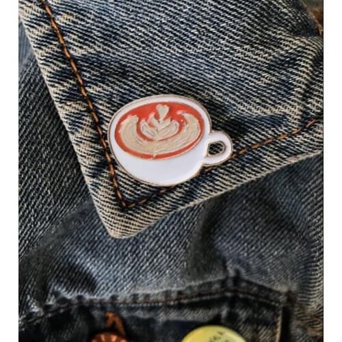 Luminous Coffee Cup Enamel Brooch Pins Glow in the Dark Latte Badge Pins Jewelry K3ND