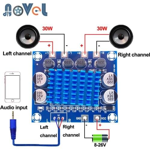 TPA3110 XH-A232 30W+30W 2.0 Channel Digital Stereo Audio Power Amplifier Board DC 8-26V 3A