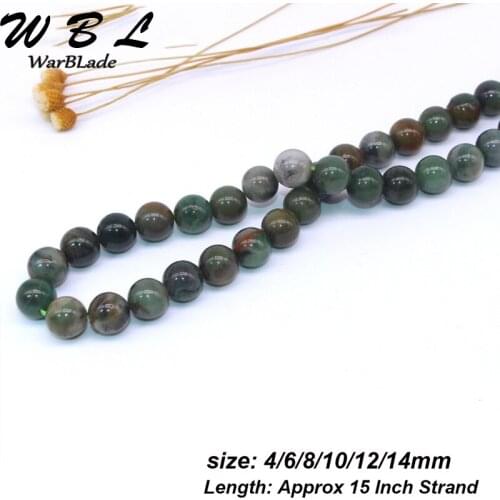 WarBLade Natural Stone African Green Jades Beads Round Loose Stone Beads For DIY Bracelet Jewelry Making 4mm 6mm 8mm 10mm 12mm