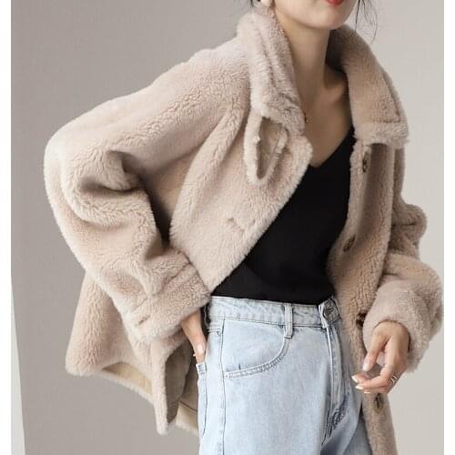 Real Sheep Shearling Fur Korean Jackets 2020 Autumn Winter Jacket Women Lamb Fur Wool Coat Female Jacket Abrigo Mujer MY