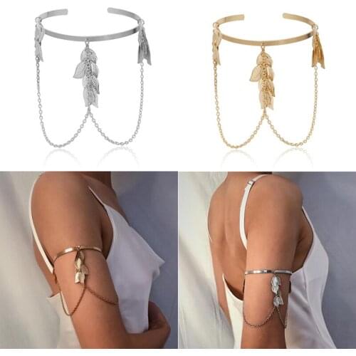 1PCS Boho Retro Leaves Upper Arm Bracelet for Women Love Retro Bracelet Bangle Jewelry Female Charms Bracelet Cuff