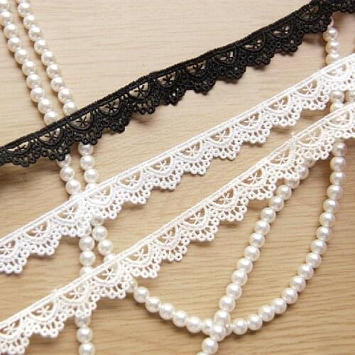 1 Yard White Embroidery Lace Polyester Guipure Scalloped Lace Sewing Garment Accessories 1.4cm
