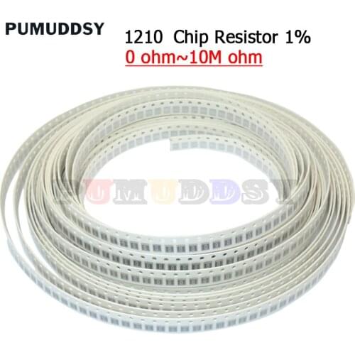 100PCS 1210 1% 1/2W SMD Chip Resistor Resistors 0R - 10M 0 10 100 220 470 Ohm 0R 10R 100R 220R 470R 1K 2.2K 4.7K 10K 100K 1M 10M