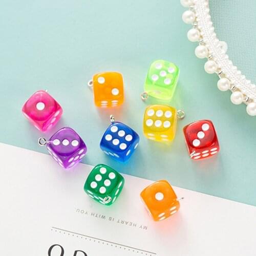 2pcs/Pack Length 14mm Beads Plastic Transparent Color Personality Dice Lovely for Earrings Key Pendant DIY Accessories Beads