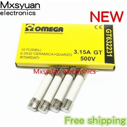 20pcs~100pcs/LOT GT632231 6.3*32mm T3.15A 500V Slow melting ceramic fuse tube