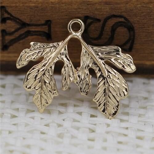 20pcs Brass Casted Leaf Branch Charms Pendant Connectors High Quality Gold Silver color DIY Findings Jewelry Supplies Crafts