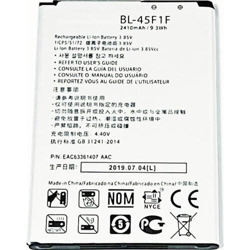 3.85V 2410mAh BL-45F1F For K4 2017 M151 M153 M160 M160E L57BL L58VL X230K X230F X230H X230Z X230AR X230YK Fortune Battery