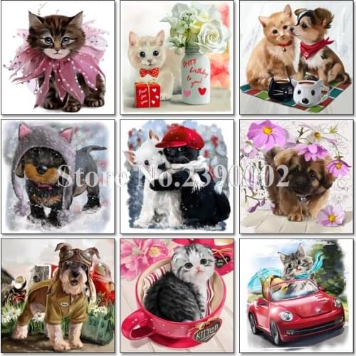Dog,Cat,Lion,Diamond Embroidery,Animal,Flower,Full,Rhinestone,5D,DIY Diamond Painting,Cross Stitch,Diamond Mosaic,Christmas Gift