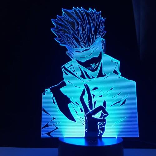 Anime Jujutsu Kaisen Satoru Gojo 3D LED Lamp Figure for Bedroom Decor Nightlight Birthday Gift Room Led 3D Lamp