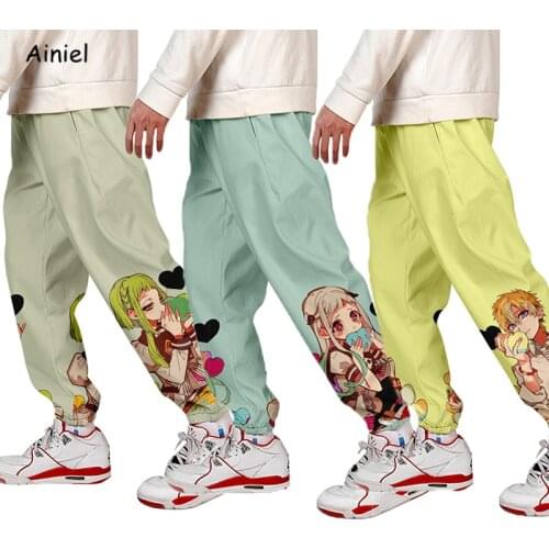 Anime Toilet-Bound Hanako-kun Pants Jibaku Shounen Hanako kun Yugi Nene Yashiro Print Mens Casual Loose Cropped Pants Overalls