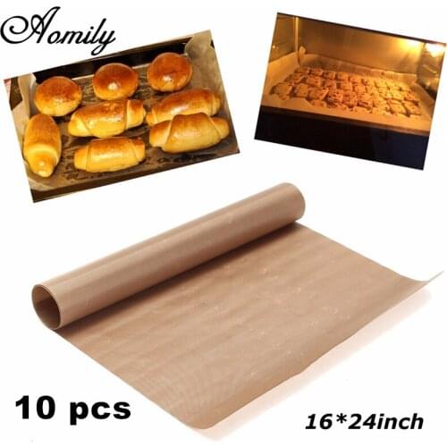 Aomily 10pcs/Set 40x60cm Glass Fiber Mat Microwave Cooking Pad Sheet Non Stick Oven Grill Baking High Tempreture Resistant Cloth