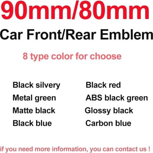 Car Badge Front Hood Emblem Logo Cover Rear Trunk Sticker ABS 90MM 80MM black sivlery/red /green/carbon fiber blue /glossy/matte