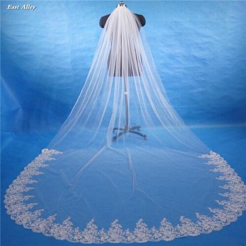 White or Ivory1 Tier Cathedral Length 3 M (118") Wedding Bridal Veil with Metal Comb WBV1020-326