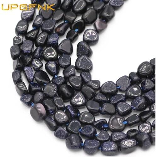 UPGFNK Natural Irregular Blue sand Stone Beads 4~7mm Loose Spacer Beads For Jewelry Making DIY Bracelet Necklace 15'' Strand
