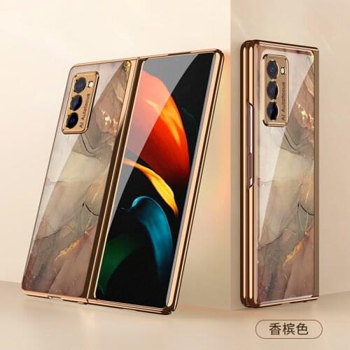For Samsung Galaxy Z Fold 2 ZFold2 Case 360 Full Protection Plating Glass Cover For Samsung Galaxy Z Fold2 ZFold2 5G GalaxyFold