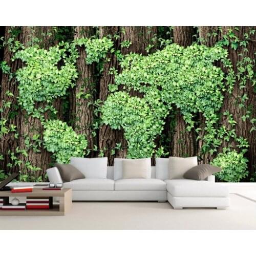 CJSIR Custom Photo Wallpaper Mural Sticker Creative World Map Vine 3D Living Room Sofa TV Background Wall Papel De Parede
