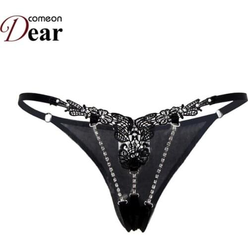 Comeondear Women Plus Size Panties Sexy G String Rhinestone White Red Womens Thongs Briefs Low Waist Underwear PA5019