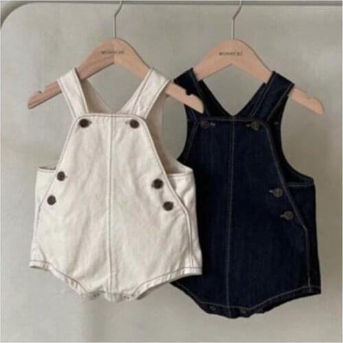 Kids Baby Boy Girl Clothes Romper Infant Loose Rompers Summer Baby Boy Girl Pure Color Romper Children Cowboy Romper