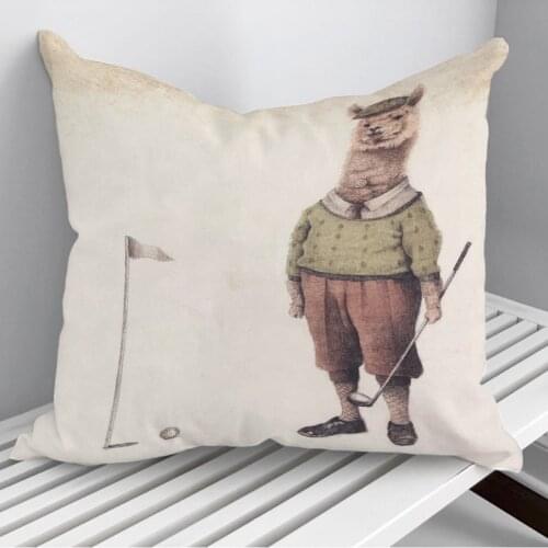 Alpaca Golf Club Throw Pillows Cushion Cover On Sofa Home Decor 45*45cm 40*40cm Gift Pillowcase Cojines Dropshipping