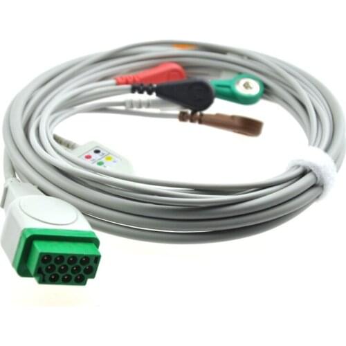 GE Dash PRO 2000 3/5Lead ECG Cable ,Snap/Clip ,AHA/IEC