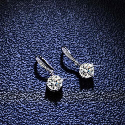 Inbeaut 925 Silver Excellent Cut Total 2 ct D Color Pass Diamond Test Moissanite Drop Earrings Women Wedding Dangle Earrings