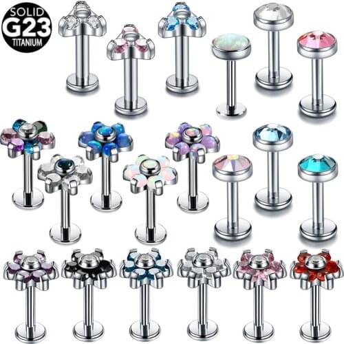 1PC Internal Lip Stud Ring Titanium Ear Tragus Cartilage Piercing Oreja Earring Ear Stud Flower Helix Sexy Body Piercing Jewelry