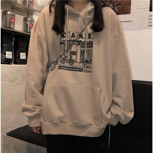 Korean Harajuku tops casual dropshipping Vintage jacket Ulzzang tees version loose clothes print women hoodie sweatshirt clothes