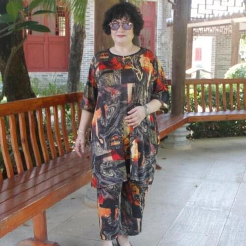 Summer Two Piece Sets Women Plus Size Half Sleeve Tops And Pants Tracksuit Oversized Sets 2020 DJ559