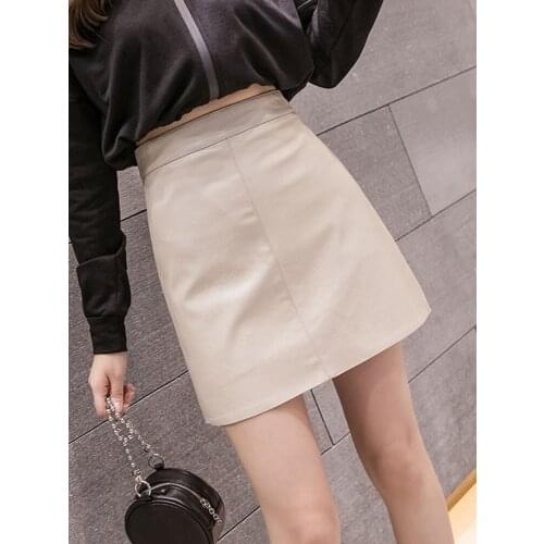 Leather Skirt Autumn Winter New Korean High Waist Mini Skirt Female 4 Colors Chic Black Sexy Saia A-line PU Skirts Women