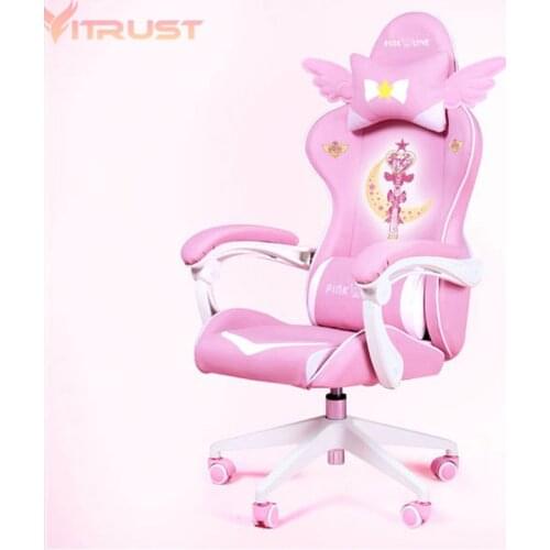 Pink Girl Gaming Chair Magic Comfortable Anchor Live Chair Gaming Chair Cute Pink Gaming Chair